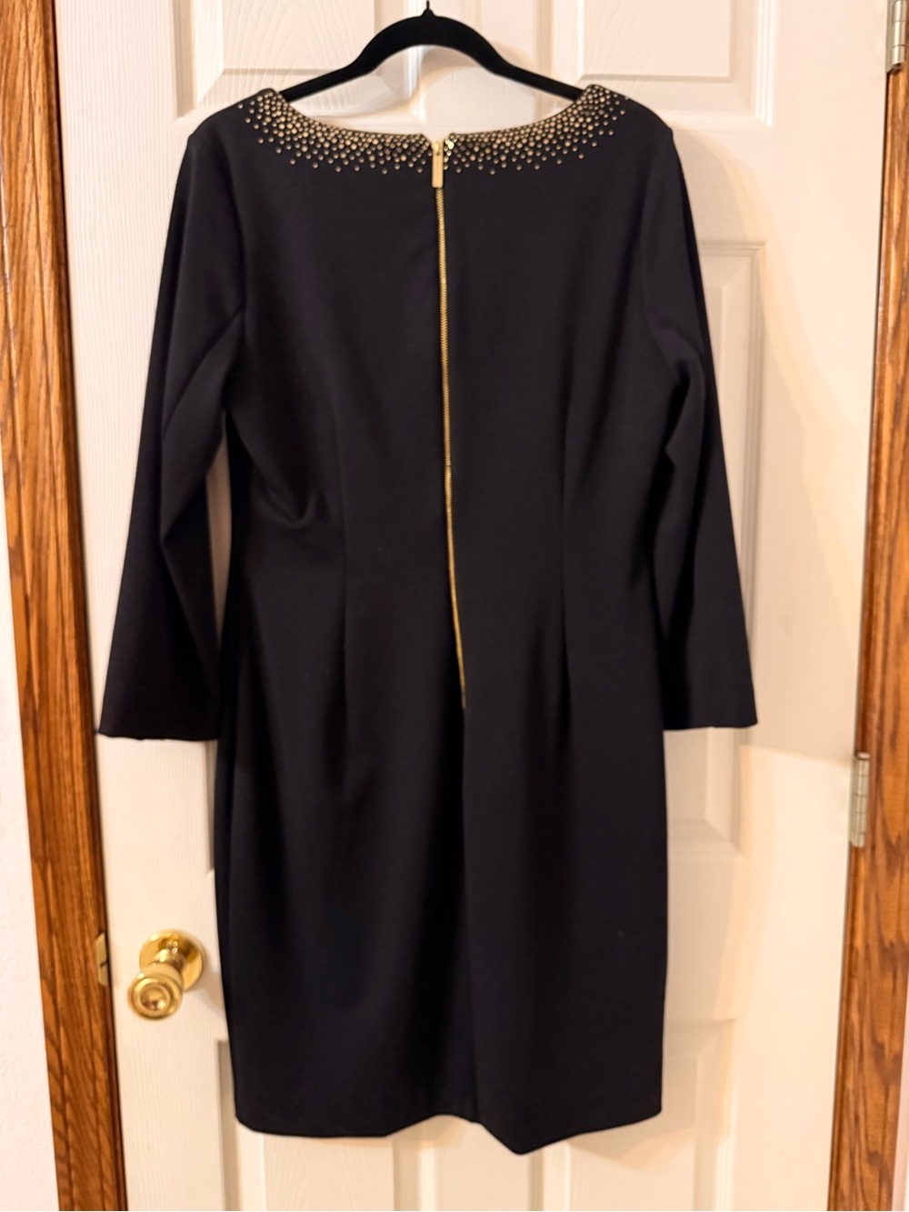 Calvin Klein Black Shift Dress with Gold Stud Accents - Picture 5 of 5